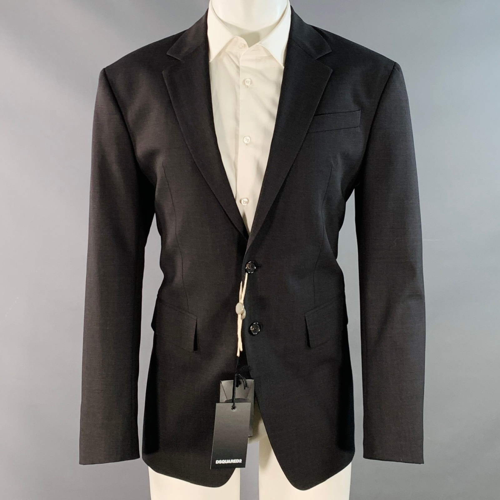 Dsquared2 Size 38 Charcoal Wool Blend Notch Lapel Sport Coat